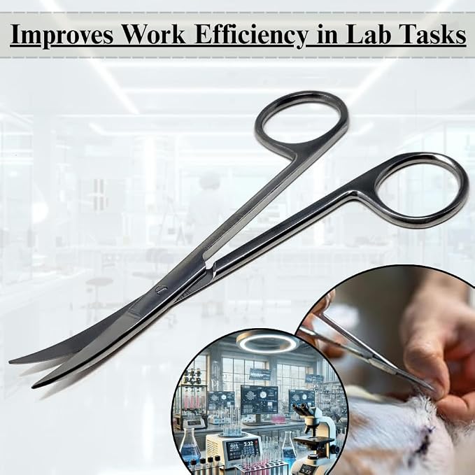 Premium Iris Scissors Micro Dissecting Scissors Curved 4.5" with Fine Sharp Blades Made of Stainless Steel Medical Surgical Tools (Silver)