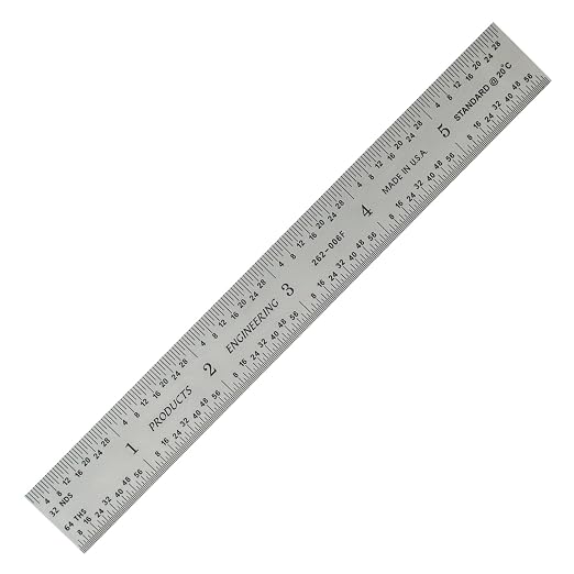 PEC Tools 6" x 150mm Machinist Metal Ruler, High Carbon Steel, English/Metric Markings 1/32", 1/64", 0.5mm, 1mm, Suitable for Engineers Between Imperial and Metric Systems, Made in USA