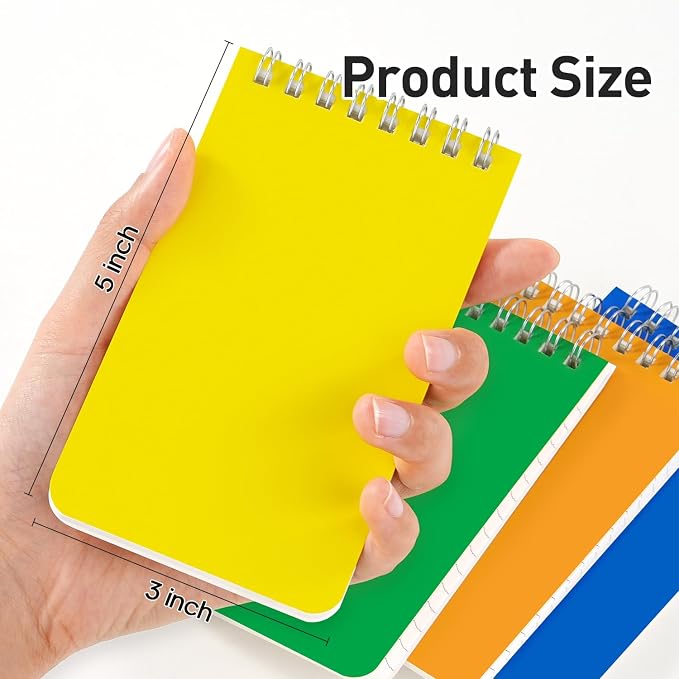 Dynta Pocket Notebook Bulk 60 Packs, 3x5 Inch Mini Notebook Top Bound With Lined Pages, 10 Vibrant Colored Small Notepad 60Sheets/120Pages, Note Pads for Listing, Planning, Note Taking