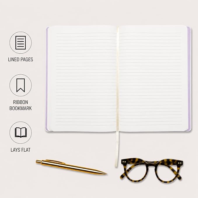WORLD TRAVELER Large Lined Journal Notebook 256 Ruled White & Ivory Pages | Lay-Flat Binding, Gilded Page Edges Resist Wear, Reinforced Square Corners, Bleed-Resistant Smooth Paper