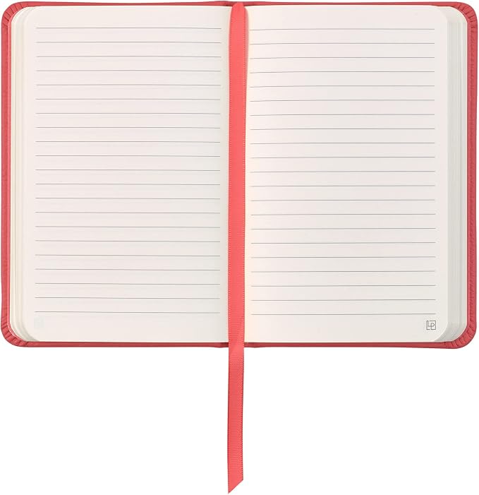 Leather Pocket Notebook, Writing Journal, Full-Grain Leather, Narrow Ruled Paper, Notebooks for Work & School, Coral Red (5.7" x 3.8”)
