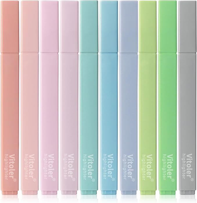 Vitoler Bible Highlighters,Aesthetic No Bleed Bible, Soft Chisel Tip,10Pcs | Assorted Color,Cute Pastel,high quality for bible study,books,journal,writing,school office