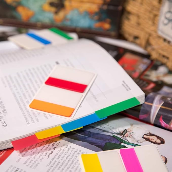 KICNIC 720 Pieces Sticky Tabs 2 Inch Index Tabs, Colored Page Markers Repositionable Tags Reading Tabs Self Adhesive Tape Flags for Books, Binders, Notebook and File Folders, [36 Sets 12 Colors]