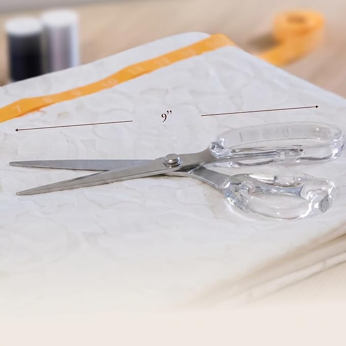 OfficeGoods 9” Stainless Steel Acrylic Scissors for Office and Home - Aesthetic and Sharp All Purpose Scissors, Perfect for Sewing, Arts and Crafts - Silver