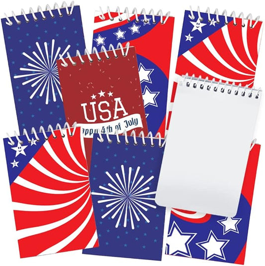 ArtCreativity Patriotic Notepad, Pack of 12 Spiral Mini Notebook with Patriotic Design, Small Notepads for Kids and Adult, To Do List Notepad, 4th of July Party Favors, Veterans and Memorial Day Gifts