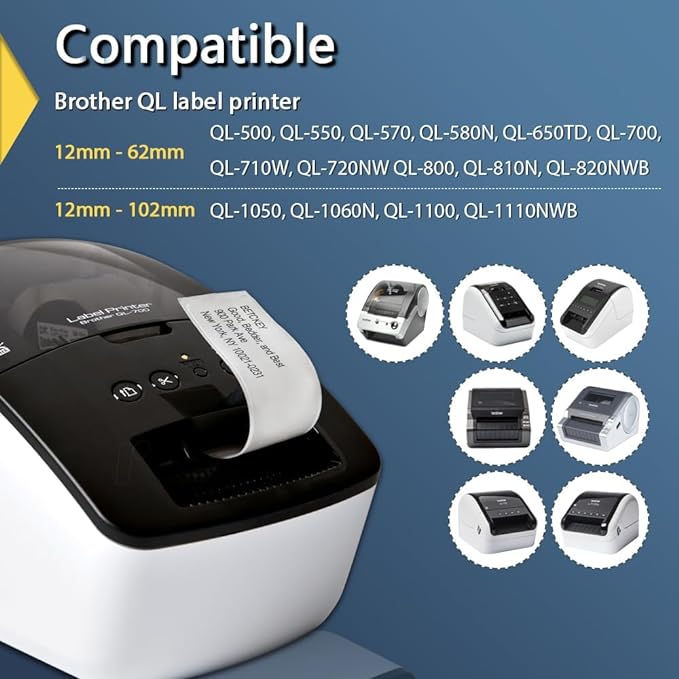 BETCKEY - Compatible Barcode Labels Replacement for Brother DK-1209 (2.4 in x 1.1 in), Use with Brother QL Label Printers [10 Rolls/8000 Labels]