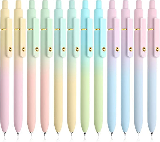 UIXJODO 12 Pcs Gel Pens 0.5mm Quick Dry Black Ink Pens Fine Point Smooth Writing Pens, Cute Office and School Supplies Gifts for Women Teacher Students (12 Pcs Ombre Gold)