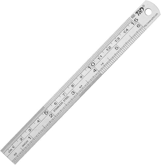 ZZTX Metal Ruler 6 Inches Stainless Steel 1 Pack | Rust-proof, Straight edge, Precise markings, Clear read