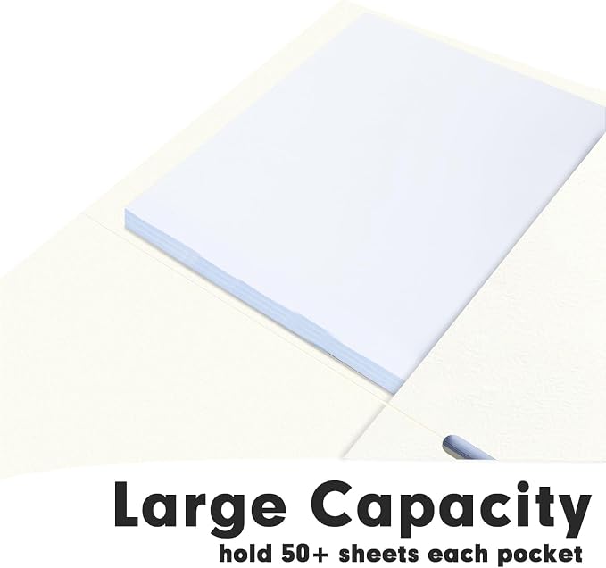 RAZCC Two Pocket Folders, 50 Pack 2 Pocket Folders Fit Letter Size Paper, Paper Folders with Pockets for School Office Business Home (White)