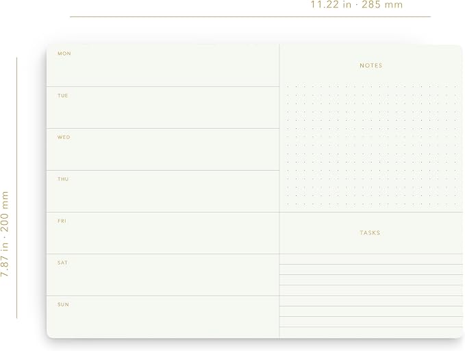 Pinesman - Elegant Weekly Planner Notepad, Undated, 11.22" x 7.87", 52 Sheets (Whole Year), Gold Foil, Tear Off Sheets, Minimalist Work Planner Pad, Weekly To Do List Notepad, Eco-friendly, FSC™ Certified Weekly Desk Planner