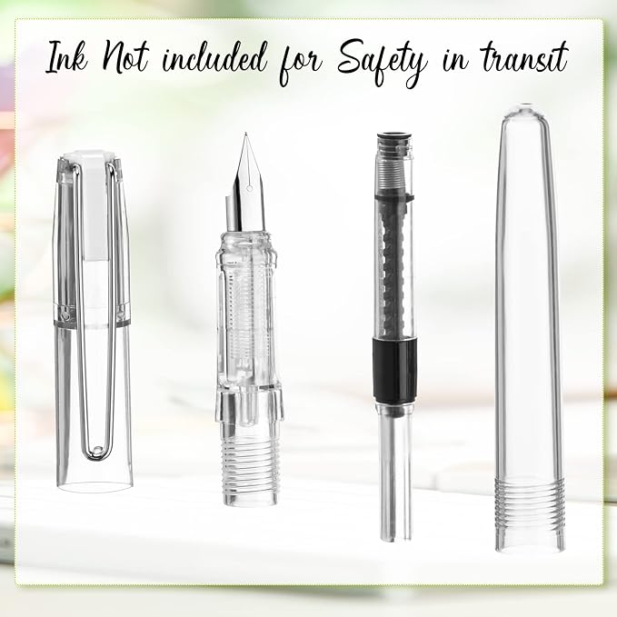 Fainne 16 Pieces Fountain Pen Refillable Disposable Fountain Pens for Writing Fine Nib Signature Ink Pen Piston Filling Pen for Calligraphy Painting, Drawing, School, Scrapbook and Sketch(Multicolor)