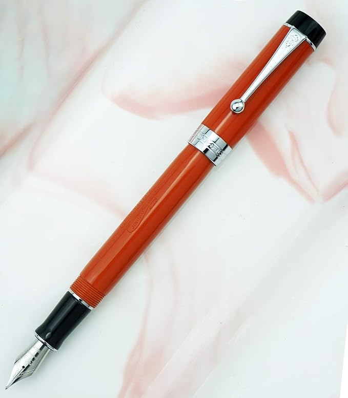 Jinhao 100 Fountain Pen Celluloid Classic Style, #6 Nib Smooth Writing Instrument with Refillable Converter and Pen Case Set