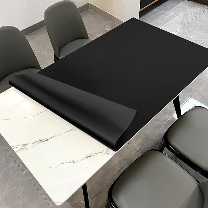 Faux Leather Table Cover,1.8mm Thick,42x78 Inch Table Protector,Table Protector for Dining Room Table,Table Pads for Dining Room Table Rectangular.(Black+Black,42x78)