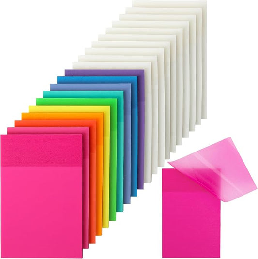 Mr. Pen- Transparent Sticky Notes, 3" x 2", 20 Pads, 1000 Sheets | Colorful & Clear, See Through Self-Adhesive Notes Bulk for Bible Journaling and Studying, Water-Resistant, Clean Removal