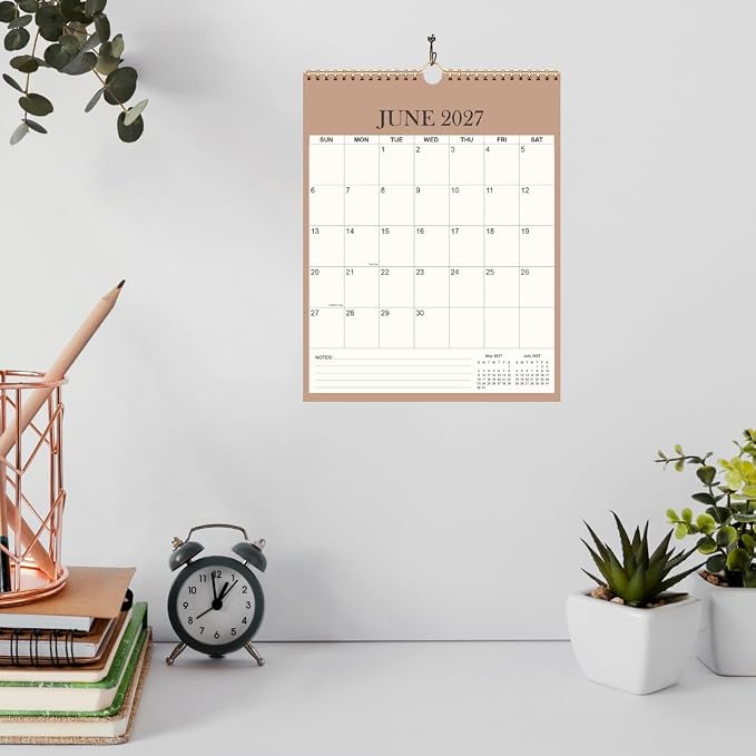 Calendar 2026-2027 - 18 Months Wall Calendar from July 2026 - June 2027, Vertical Calendar, 12" x 14.5", Beige