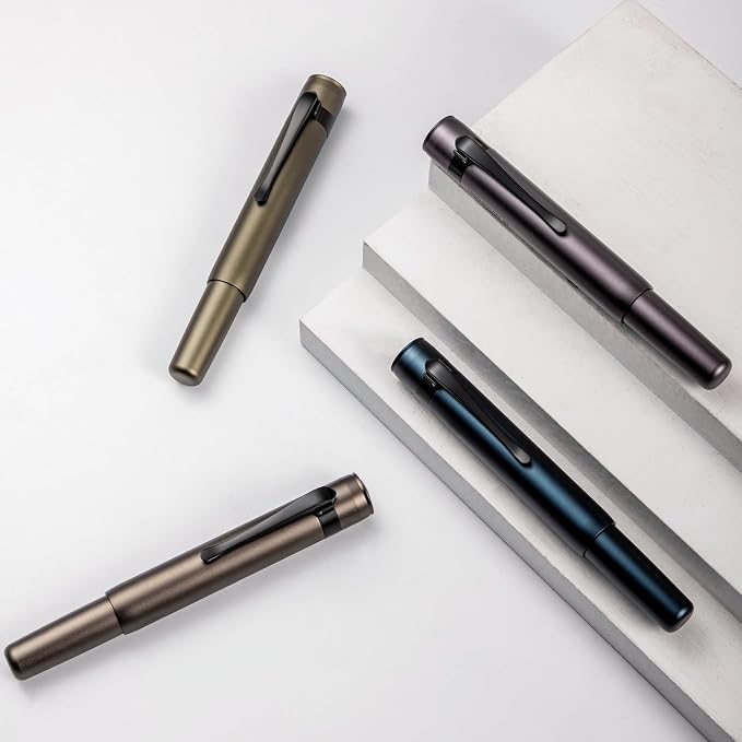 HONG DIAN M2 Black Forest Mini Rollerball Pen, Fine Point 0.5mm, Sleek Aluminium Pocket Pen with Black Ink Refill, Ideal for Travel & Signature (Space Gray)