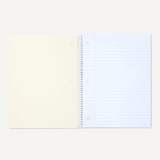 Amazon Basics Wide Ruled Spiral Notebook, For Work and School, 70 Sheets, 8" x 10.5", 3 pack, Assorted Pastel Solid Colors