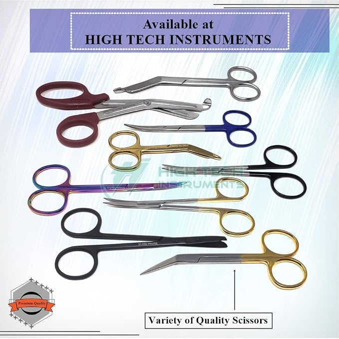 Premium Iris Scissors Micro Dissecting Scissors Curved 4.5" with Fine Sharp Blades Made of Stainless Steel Medical Surgical Tools (Black Handle)