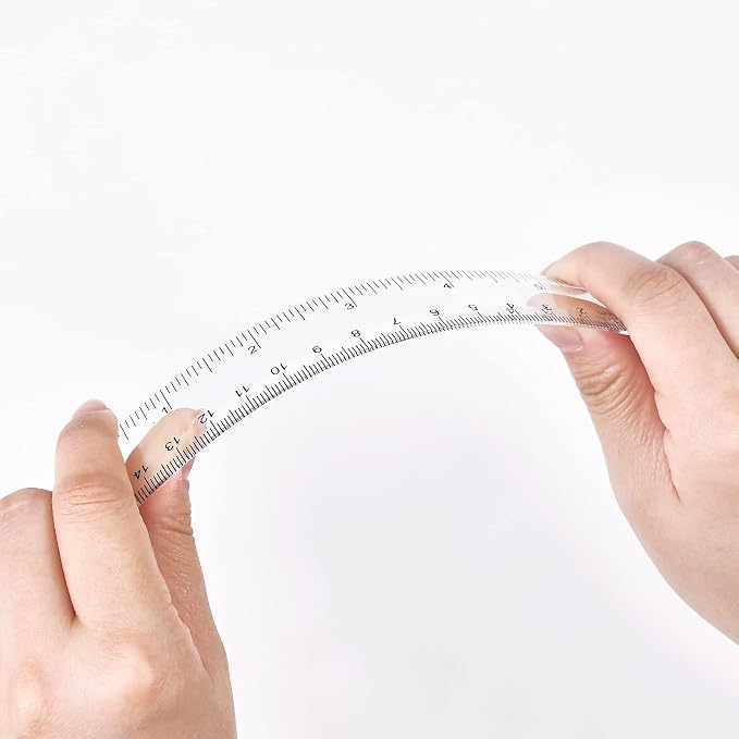 Unjoo Clear Plastic Ruler 6 Inch Straight Rulers, for School, Office, 2pcs | Shatterproof Rulers, with Inches and Centimeters, Easy-to-Read Markings, Plastic Drafting Measuring Ruler