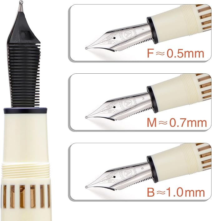Wikult Yongsheng Junlai 930 Piston Fountain Pen, Ivory White Size 9 Iridiun Fine Nib, Fence Ink Tank Flat Top Design with Pope Memorial Engraving Limited Edition (Silver Trim)