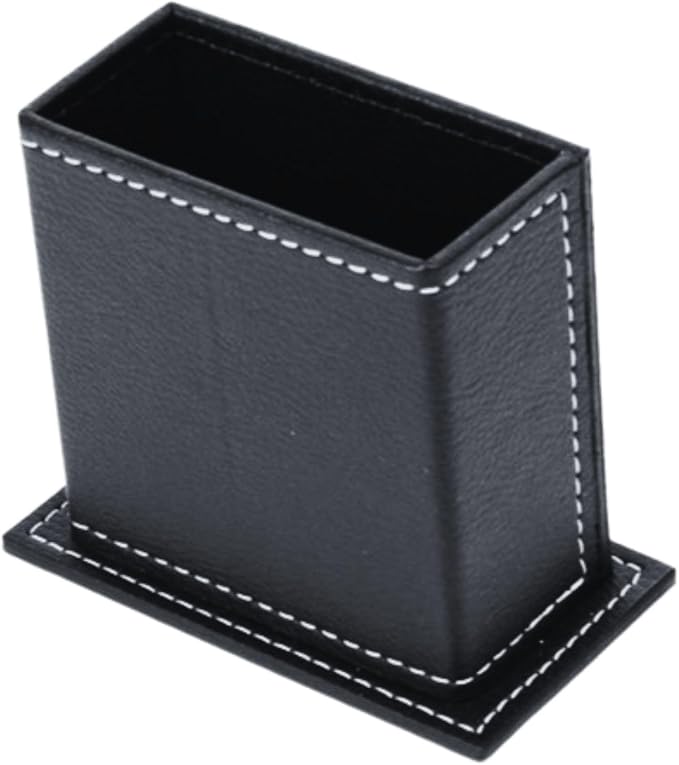 14-Piece Leather Desk Organizer Set, 49x34 cm Desk Pad, Double Document Tray, Pen Holder, Business Card Holder, Phone Stand, Black with Gold Accents