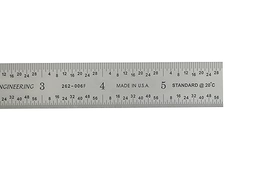 PEC Tools Rigid 6" Metal Ruler Set of 2, High Carbon Steel, Measurement Markings 1/32", 1/64", 0.5mm, 1mm, Suitable for Engineers Between Imperial and Metric Systems, Made in USA