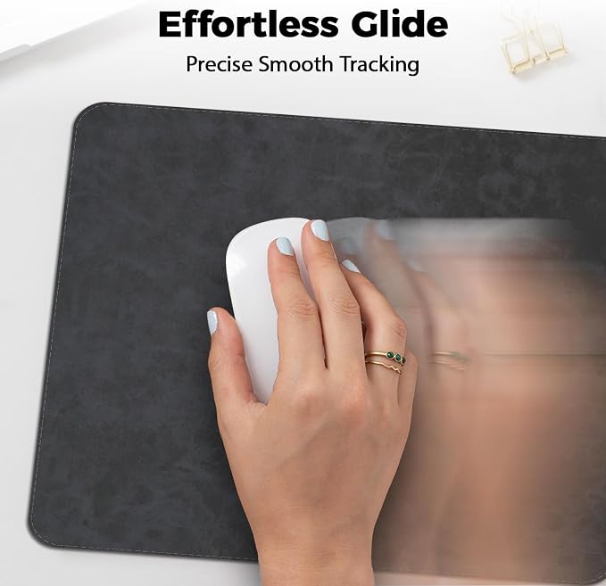 Mouse pad, Non-Slip Washable Waterproof Computer Mouse mat Thick for Laptop Wireless Mouse Home Office Travel, Portable 9.8"x 8.3" S Dark Grey