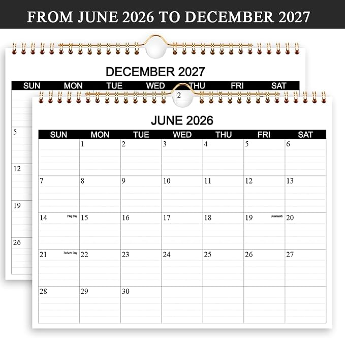 Calendar 2026-2027 - Wall Calendar 2026-2027 Runs from July 2026 to December 2027, 18 Months Calendar with Thick Paper for Planning at Home or Office, 8.5 x 11 Inch, Black