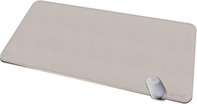 CENNBIE 39.3" x 19.6" Leather Desk mat,Perfect Desk Mate for Office(Cream) | Premium stitched edges resist wear. Easy to clean. Protects desk from spills, stains ,scratches. Smooth glide. Office & home.