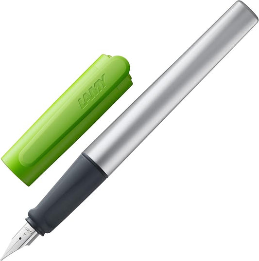 LAMY nexx lime – Fountain Pen with slip-proof grip & polished steel nib in size M - triangular aluminum body - including LAMY T 10 blue cartridge - Right-Handed