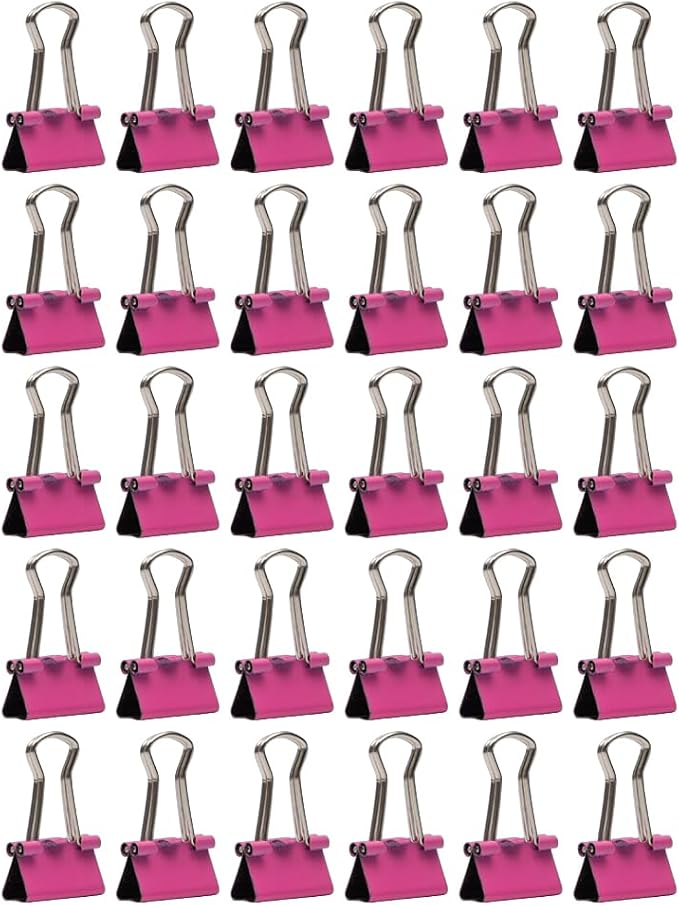 JAM PAPER Colorful Binder Clips - Extra Small - 3/5 Inch (15 mm) - Pink Binderclips - 30/Pack