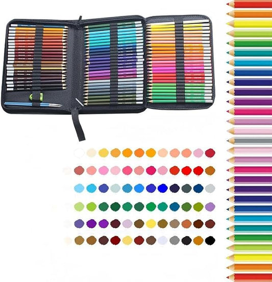72-Color Professional Watercolor Pencils Set with Portable Carry Case - 3.0mm Soft Core Water Soluble Art Pencils - Blendable Art Supplies Kit for Artists, Students & Adult Coloring