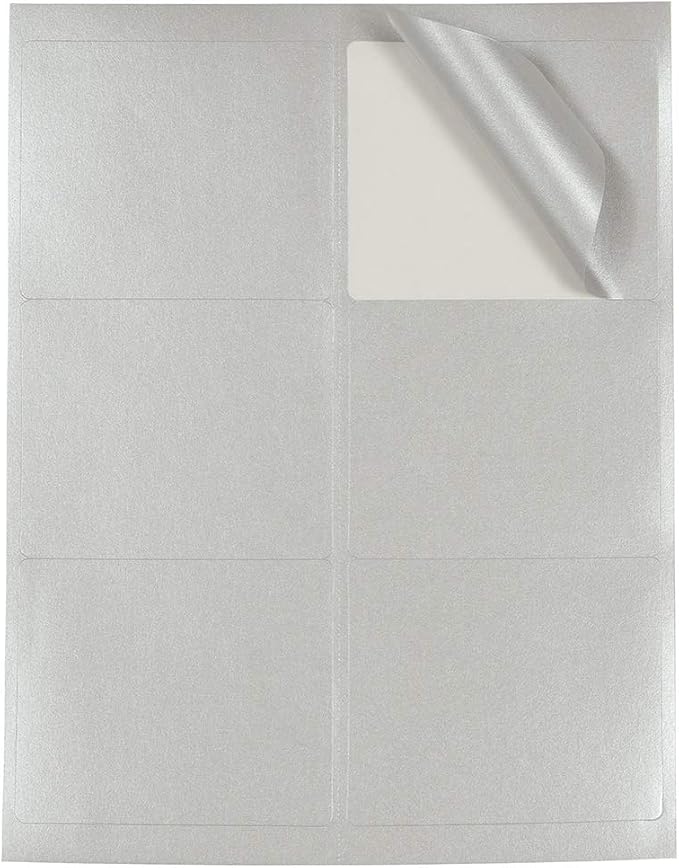 JAM PAPER Shipping Address Labels - Large - 3 1/3 x 4 - Metallic Silver - 120/Pack