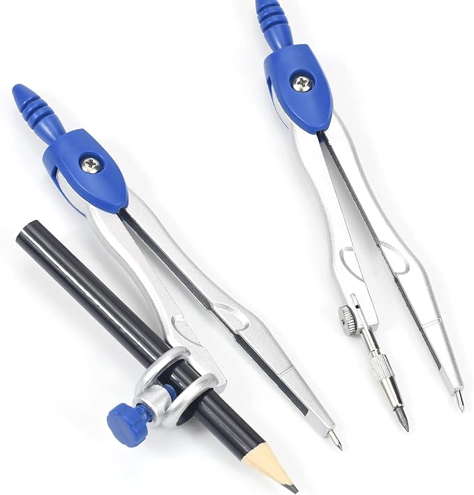 Unjoo Geometry Set 10 Pcs Student Supplies,Protractor and Compass,Navy Blue | Shatterproof Storage Box,Rulers,Protractor,Compass,Eraser,Pencil Sharpener,Lead Refills,Pencil,for Classroom, Back to School