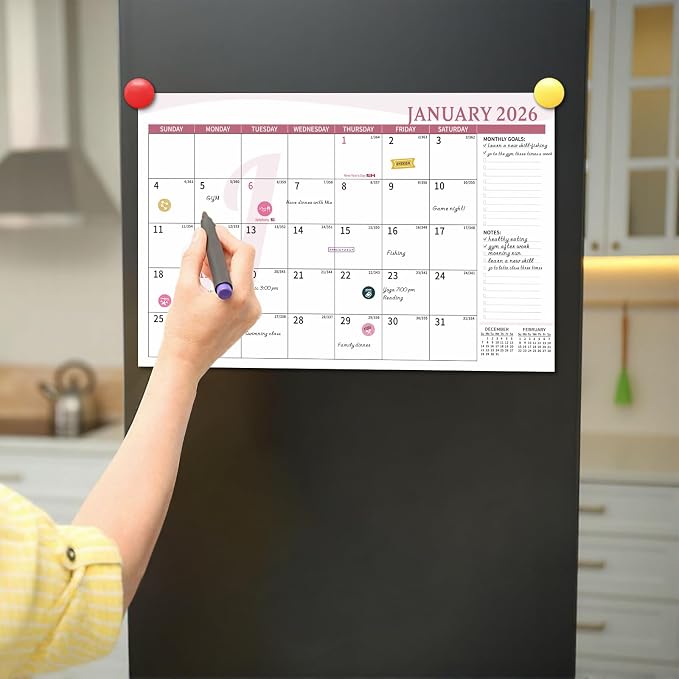 Ospelelf Desk Calendar Refill 2026-2027 Large 10"x16" Monthly Planner with Protective Cover 18 Months January 2026 - June 2027 Pink