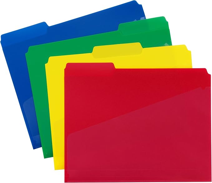 Smead Poly File Folders with Pockets, Folders for Documents, 1/3-Cut Tabs, File Folders Letter Size, Office Supplies, School Supplies, Set of 12 (10541)