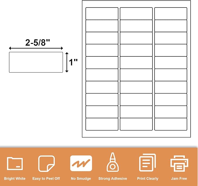 1" X 2-5/8" 30 Up Mailing Labels for Laser/Inkjet Printer,Address Labels,Thermal Labels for Printer,Shipping Mailing Labels (100 Sheets - 3000 Labels)