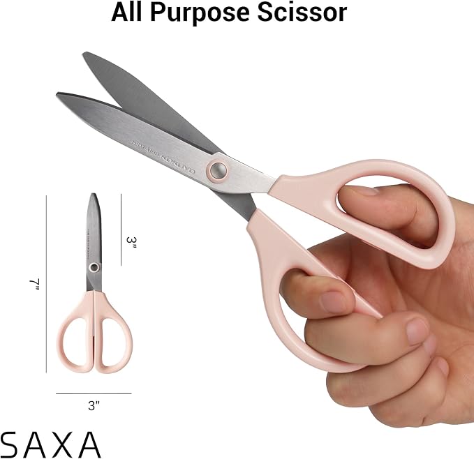 Kokuyo 7“ Scissor All purpose with Hybrid Arch Stainless Steel Blade, Pastel Pink, Sharper Cutting Performance Heavy Duty Cutter for Office Home School Craft Supplies (HSM-A100LP)