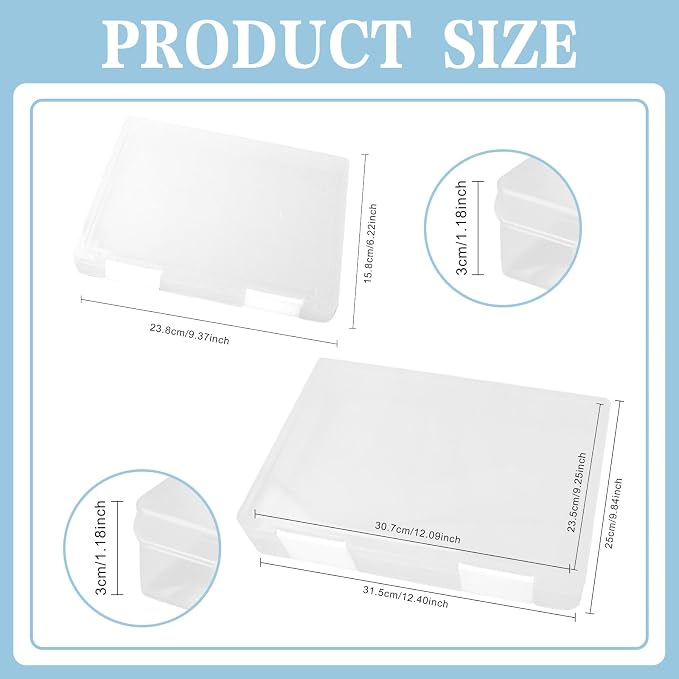 12 Pcs Clear A4 A5 File Box Document Plastic Storage Box with 48 Labels File Holder Organizer Box Paper Plastic Case Magazine Protector with Buckle Office School Supplies(White)