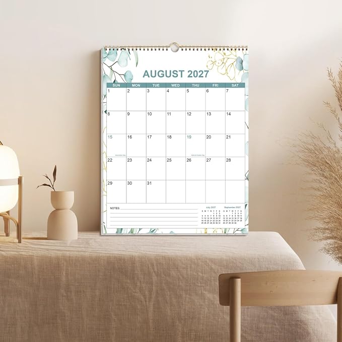 2026-2027 Calendar - Calendar 2026-2027 from July 2026 - December 2027, 18 Months Calendar/Planner with Thick Paper, 12" x 14.5", Vertical, Leaf