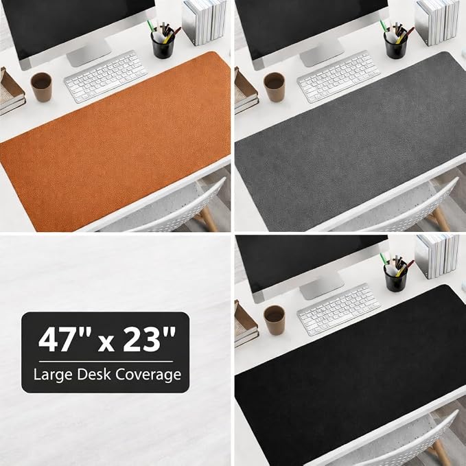 Large Desk Mat 47" x 23" – Premium PVC Leather Desk Pad, Non-Slip Office & Home Workspace Mat, Water-Resistant Writing Surface, Large Desk Protector for Laptop, Keyboard & Mouse (Tan)