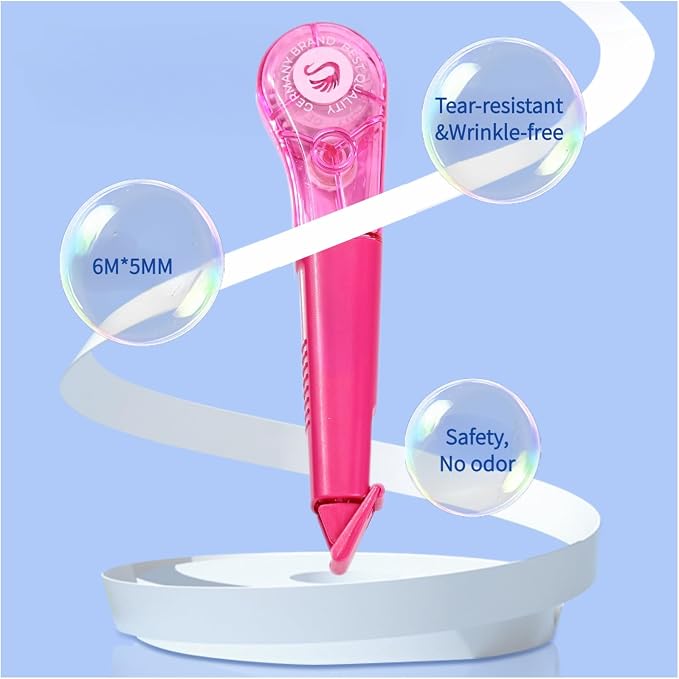 Correction Tape Pen, 10-Count Pack, 19.69ft Each, Dry Instantly, Stretch Resistant, not Easy to Break, as Smooth as Writing, Perfect for School, Office Supplies, Black White Red Yellow Blue
