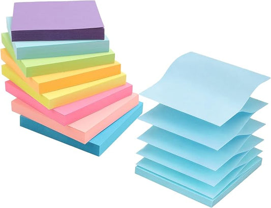 Sticky Notes Pop Up Sticky Notes 8 Pads 8 Colors 3x3 100 Sheets Large Self-Stick Stickies Note Pads Teacher Back to School Supplies and Oﬃce Products