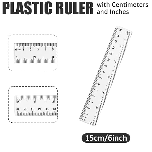 ZUFECY 8-Pack Flexible 6" Rulers, Measuring Tool Plastic Straight Ruler, Acrylic Ruler for School Office Drawing Ruler