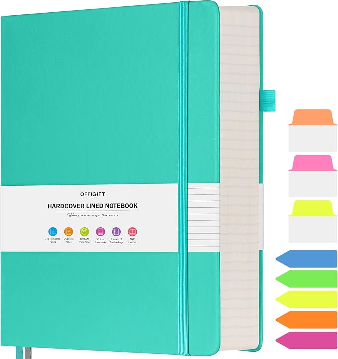 College Ruled Notebook 8.5" x 11", 312 Numbered Pages Lined Leather Journal | Extra-Thick with 2X Writing Space, 100gsm No Bleed Paper, Hardcover, Lay-Flat, for Work, School, Meeting Notes & Journaling