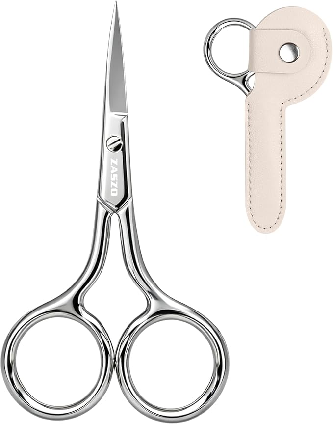 3.8 Inch Silver Eyebrow Scissors for Women Personal Care | Professional Stainless Steel Grooming Scissors for Eyebrows, Mustache & Beard Hair Trimming