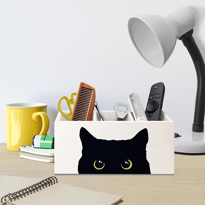 Black Cat Pen Holder for Home Office Desk, Cat Desk Accessories, Cat Lover Gifts,Cute Black Cats Makeup Brush Toothbrush Holder Organizer for Bathroom