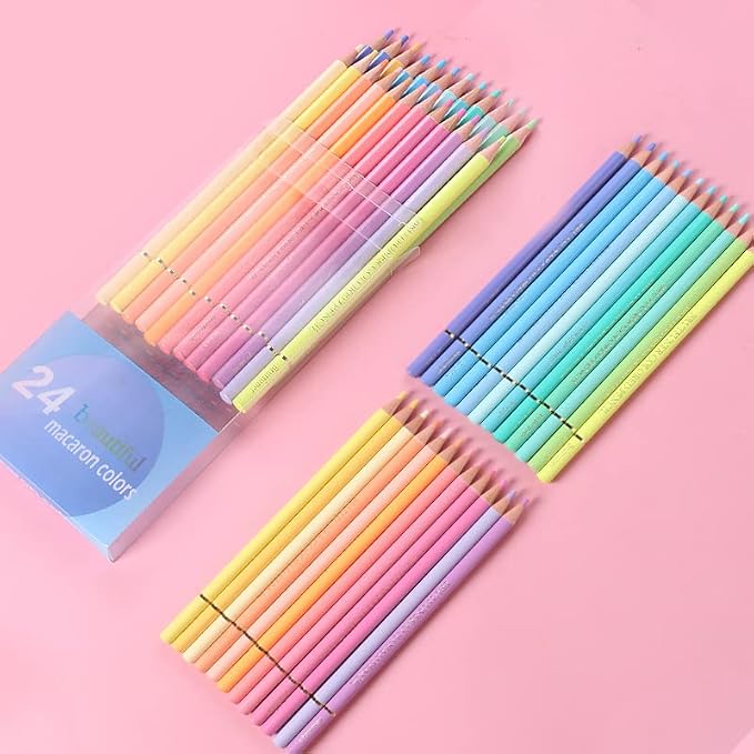 24 Colored Pencils - Premium Soft Core 24Unique Colors No Duplicates Color Pencil Set for Adult Coloring Books, Artist Drawing, Sketching, Crafting