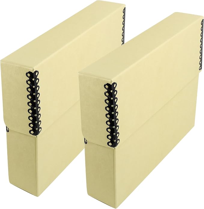 Lineco Archival Document Storage Box, Tan, 12.5" x 10.5" x 2.5" | Letter-Sized, Metal Edge, Acid-Free Boxboard Case, Organize Files, Prints, Photos, Pack of 2