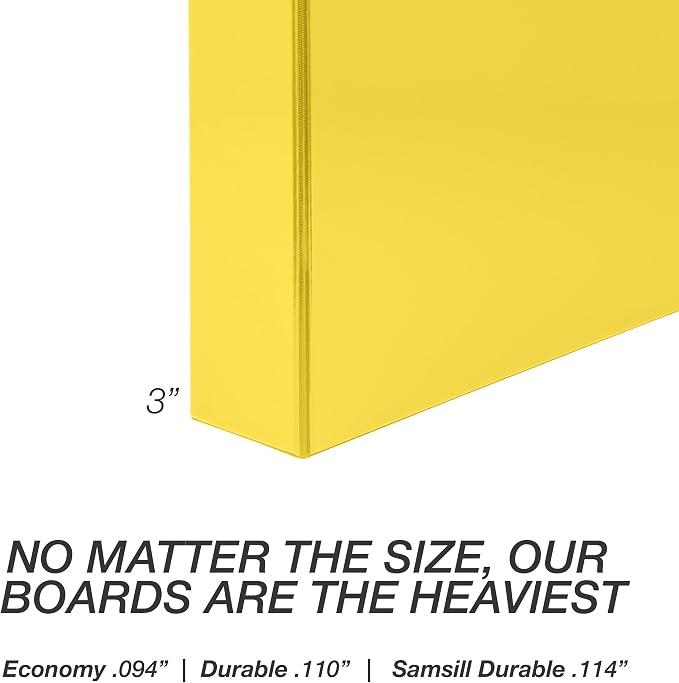 Samsill Durable 3 inch 3 Ring Binder, D Ring Binder, 100% Recycled Chipboard, Yellow, 12 Pack